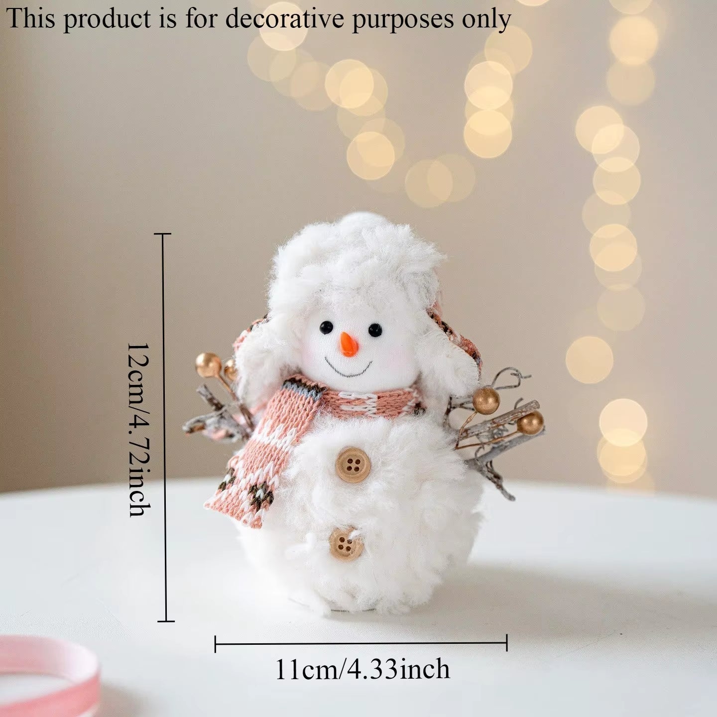 1Pc/3Pc Pink Knitted Christmas Snowman Ornaments, Desktop Decorations, Small Holiday Party Figurines, Holiday Party Decorations