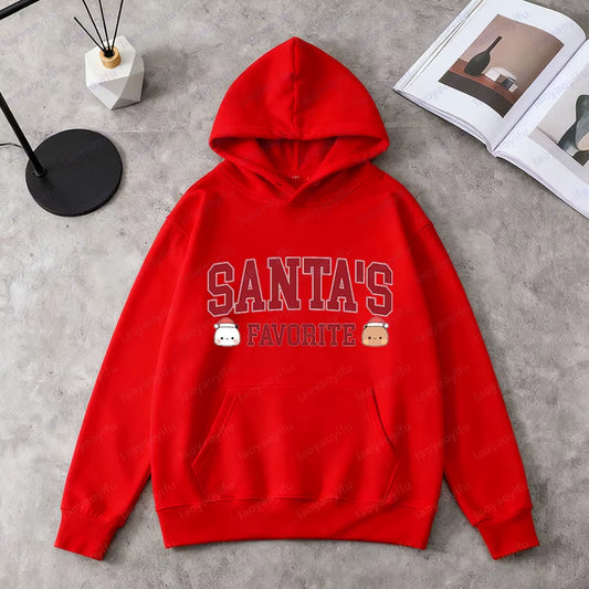 Santa’S Favorite Bubu Dudu Sweatshirt Cute Christmas Hoodies Holiday Gift for Her Winter Outfit Women Men Casual Fashion Apparel