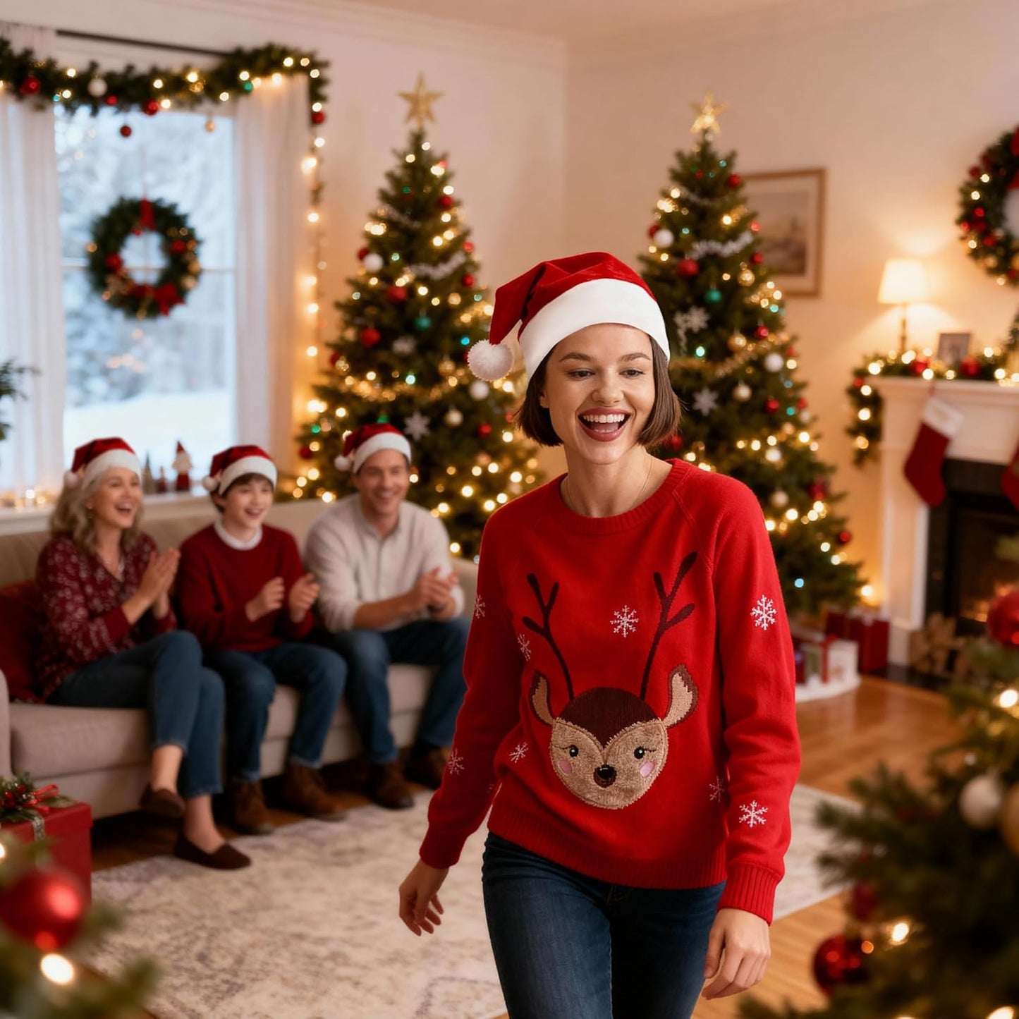 12Pc Christmas Santa Hat Pack - Red Santa Hat Multipack for Father Christmas Fancy Dress Accessories - Fun Festive Headwear Xmas Accessories for Xmas Office Party