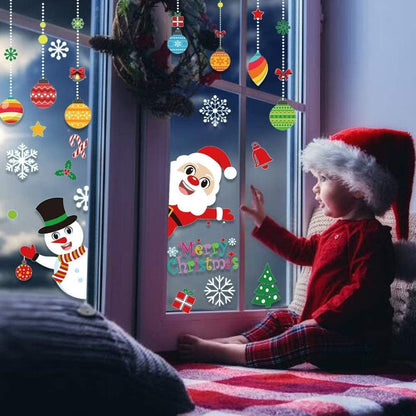 118 Pieces Christmas Window Clings with Xmas Snowflakes Decals Removable PVC Staic Stickers for Christmas Window Display(8 Sheets)