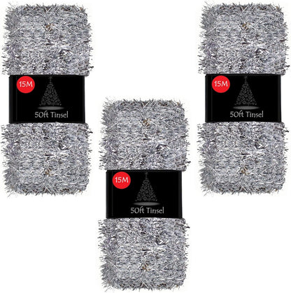 50Ft Tinsel Garland for Christmas Tree Decorations Xmas Thick Metallic Sparkly Foil Long Wide Stairs Crafts (Gold)