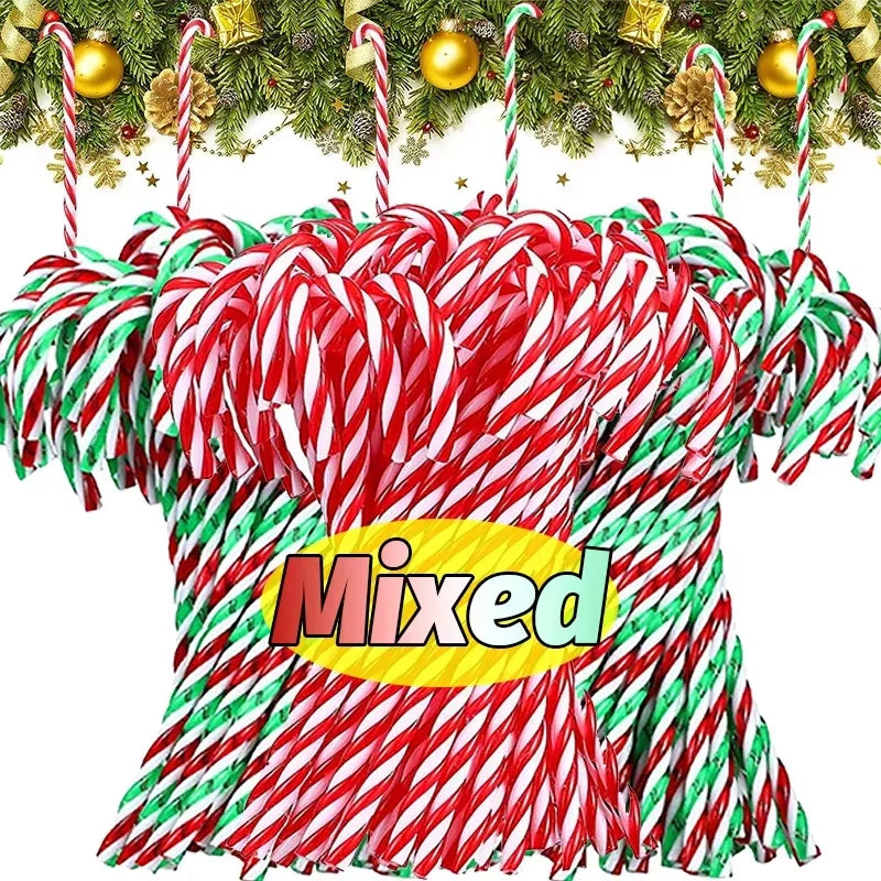 Christmas Candy Canes Hanging Pendants Acrylic Twisted Crutch for Xmas Tree Ornaments New Year Party Home Decoration Supplies