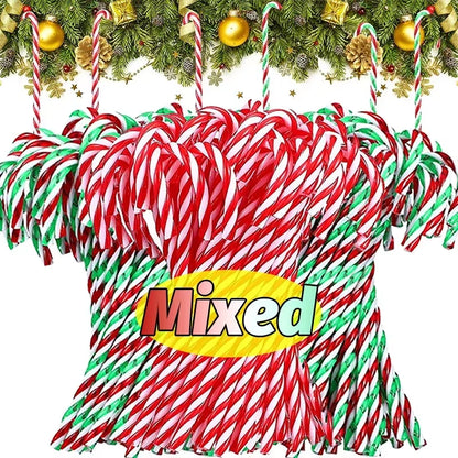 Christmas Candy Canes Hanging Pendants Acrylic Twisted Crutch for Xmas Tree Ornaments New Year Party Home Decoration Supplies