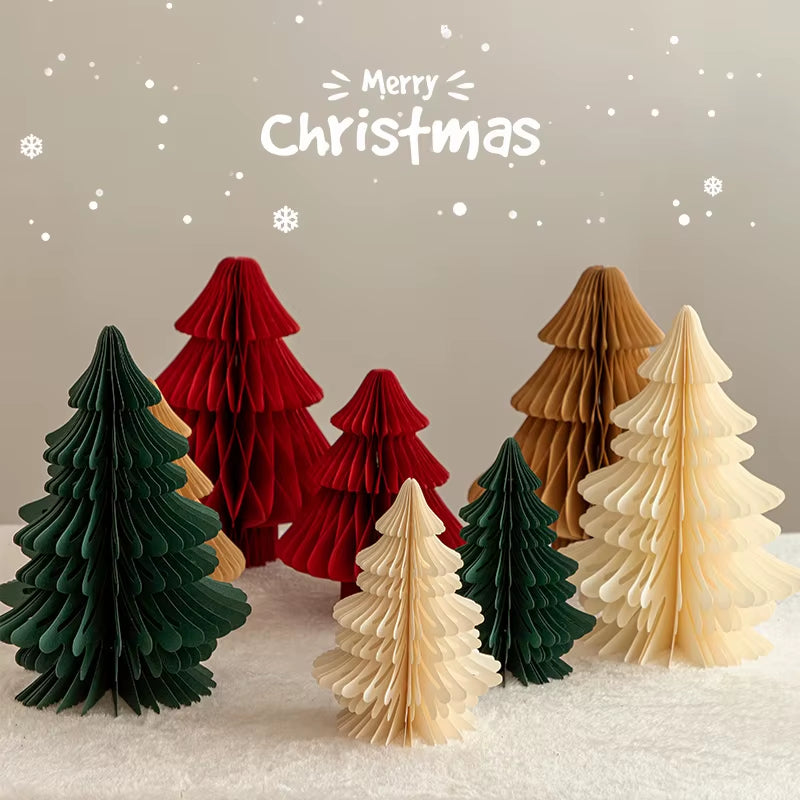 Christmas Tree Honeycomb Ball Decoration 3D Merry Christmas Ornament Paper Hanging Xmas Tree Model 2026 Party Favors Navidad