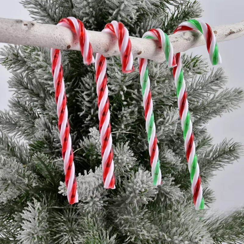 Christmas Candy Canes Hanging Pendants Acrylic Twisted Crutch for Xmas Tree Ornaments New Year Party Home Decoration Supplies