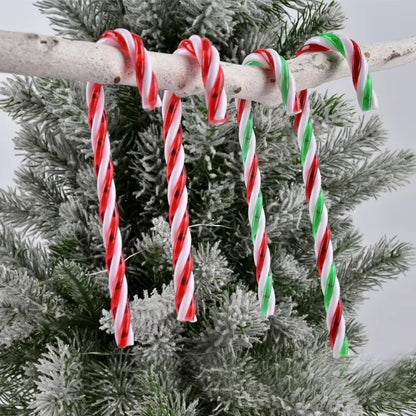 Christmas Candy Canes Hanging Pendants Acrylic Twisted Crutch for Xmas Tree Ornaments New Year Party Home Decoration Supplies