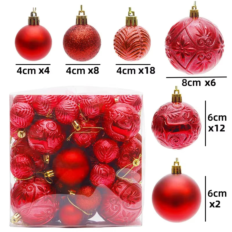 29/40/50Pcs Silver Red Special-Shaped Christmas Ball Ornaments Christmas Tree Party Decoration Christmas Spheres Pendant New