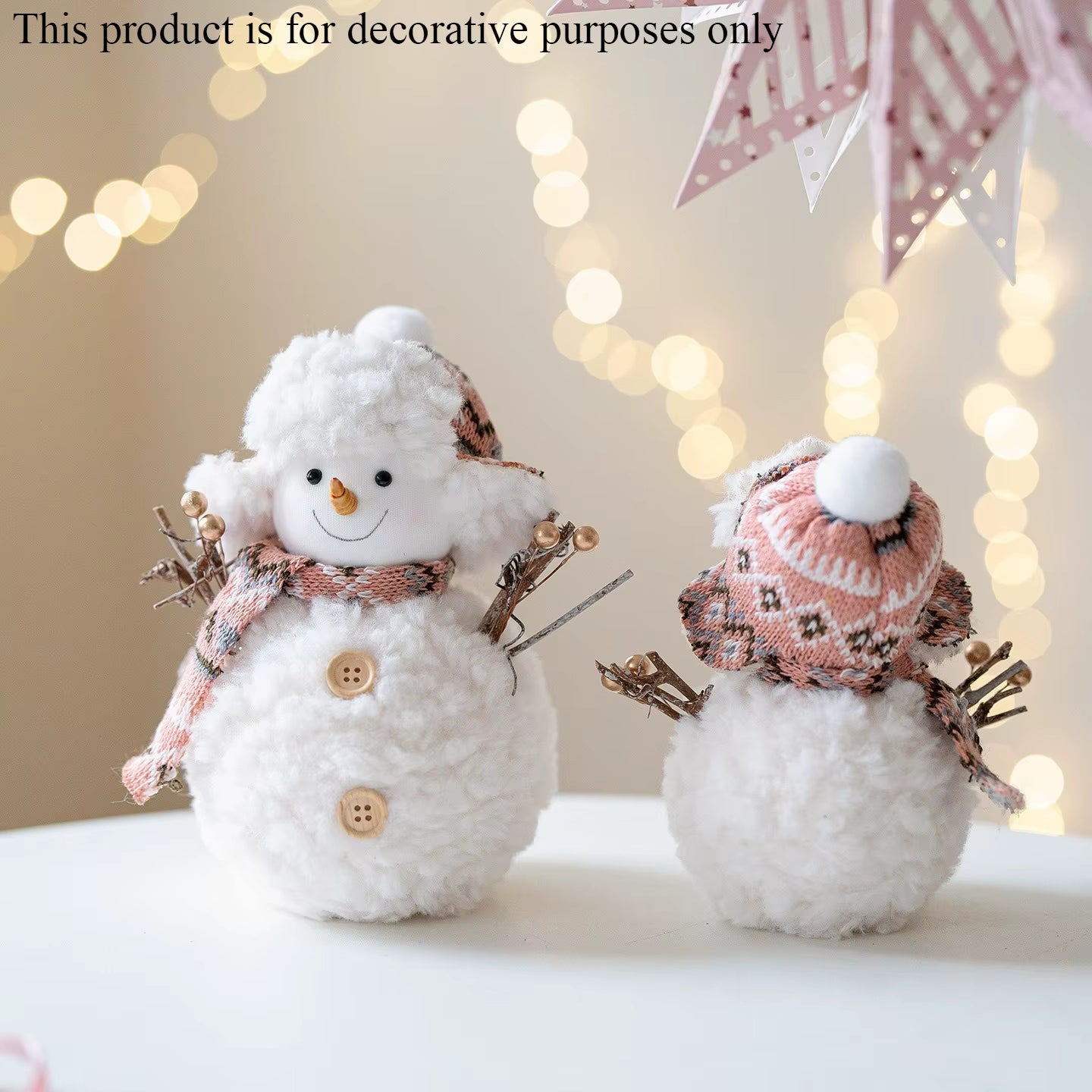 1Pc/3Pc Pink Knitted Christmas Snowman Ornaments, Desktop Decorations, Small Holiday Party Figurines, Holiday Party Decorations