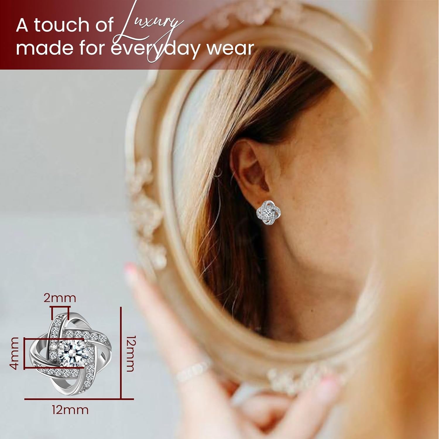 Sale Clearance Earrings Women’S 925 Sterling Silver Stud Cubic Zirconia Ear Studs One Pair Cubic Zirconia Earrings Gifts for Mother'S Day