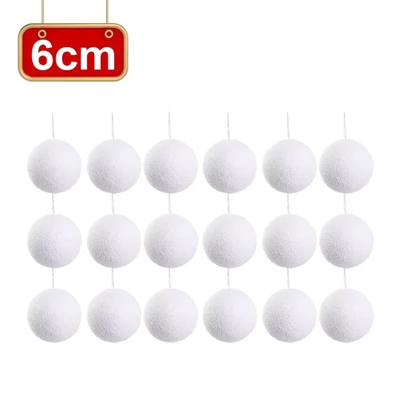 54/6PCS Foam Christmas Balls Xmas Tree Hanging Pendant White Snowball Wedding New Year Party Home Decorations Ball Ornament