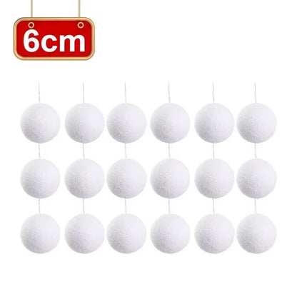 54/6PCS Foam Christmas Balls Xmas Tree Hanging Pendant White Snowball Wedding New Year Party Home Decorations Ball Ornament