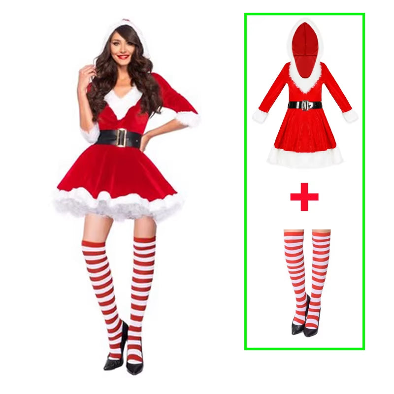 Fashion Miss Claus Dress Santa Claus Cosplay Suit Women Christmas Carnival Party Costumes Xmas New Year Sexy Performance Outfits