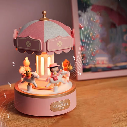 Christmas Style Carousel&Small Flame Music Box Ambient Light, Rechargeable Night Light, Christmas, Birthday Decorative Light