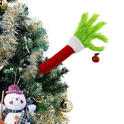 2025 Green Fur Monster Arm Pendant Christmas Decor Green Grinch Monster Doll Arm Elf Arms Christmas Tree Home Party Ornament