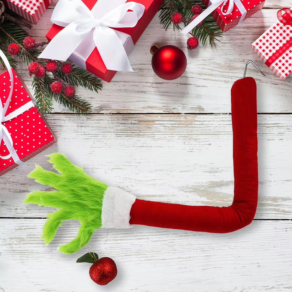 2025 Green Fur Monster Arm Pendant Christmas Decor Green Grinch Monster Doll Arm Elf Arms Christmas Tree Home Party Ornament