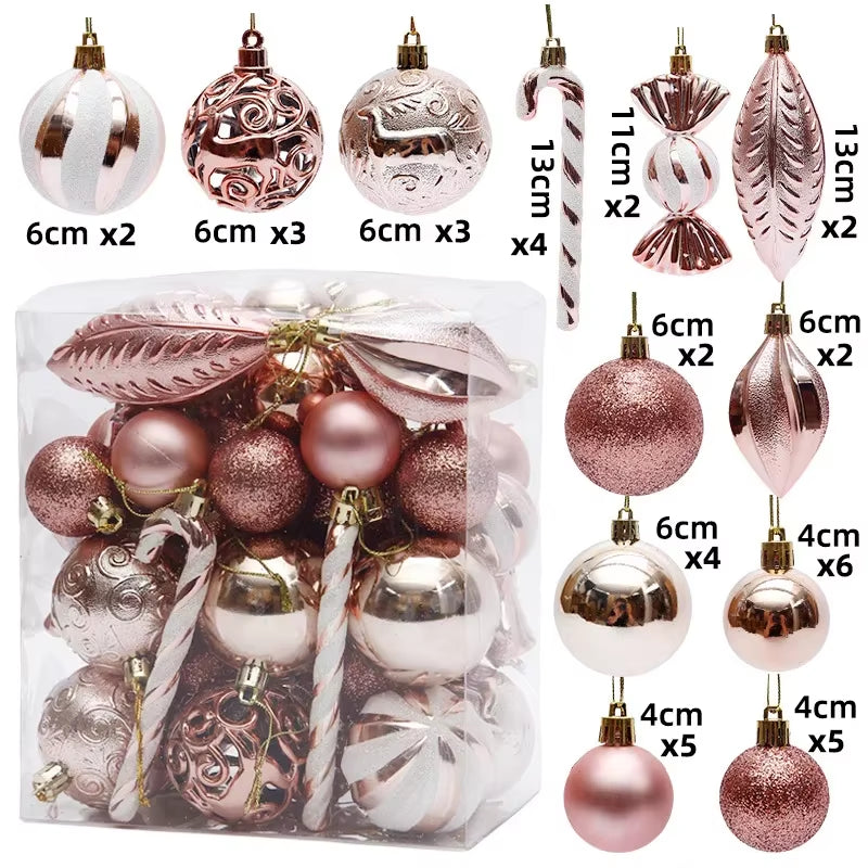 29/40/50Pcs Silver Red Special-Shaped Christmas Ball Ornaments Christmas Tree Party Decoration Christmas Spheres Pendant New