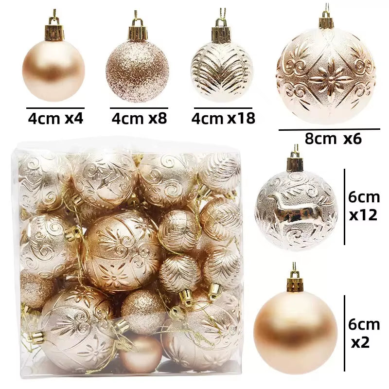 29/40/50Pcs Silver Red Special-Shaped Christmas Ball Ornaments Christmas Tree Party Decoration Christmas Spheres Pendant New