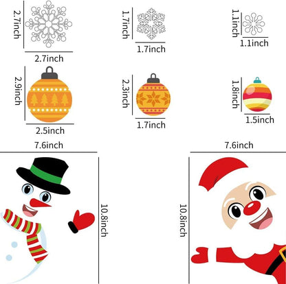 118 Pieces Christmas Window Clings with Xmas Snowflakes Decals Removable PVC Staic Stickers for Christmas Window Display(8 Sheets)