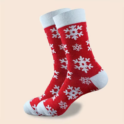 5/10Pairs Women'S Christmas Socks - Festive Santa, Reindeer, Snowman, Candy Canes - Warm Mid-Calf Holiday Stockings - Red, Green