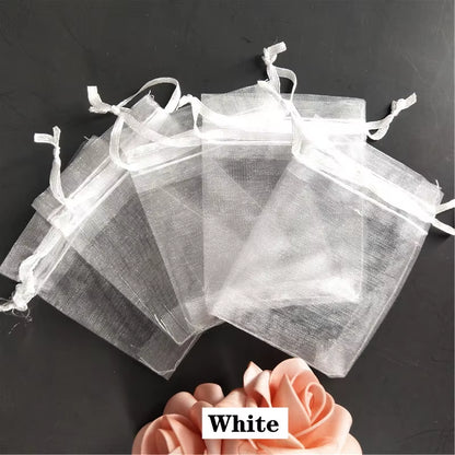 50Pcs Tulle Bags Organza Sheer Gauze Element Jewelry Bags Packing Drawable Organza Bags Wedding Christmas Organza Gift Bag 5Z