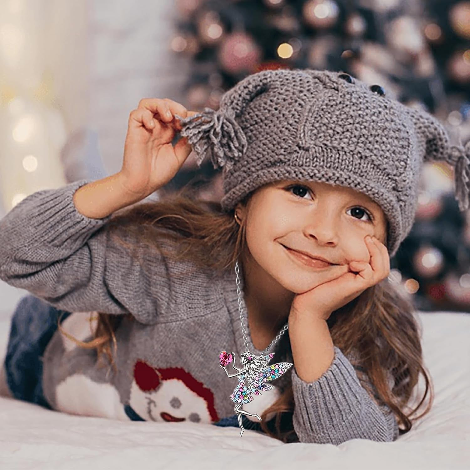 Elves Necklace for Girls Womens Crystal Pendant Necklaces Gifts Jewelry Birthday Christmas Gifts for 13 16 18 Year Old Women Girls Daughter Granddaughter Niece Birthday