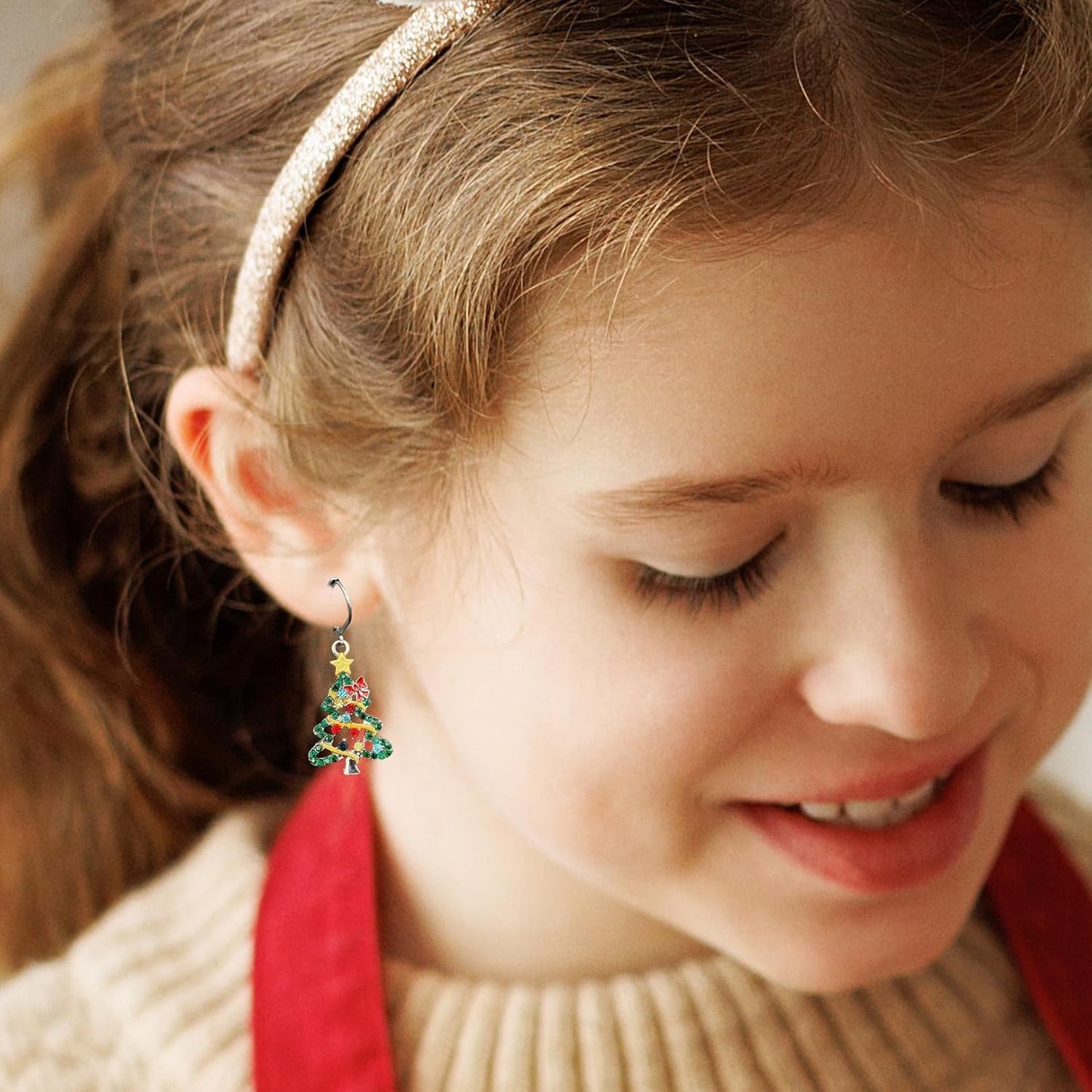 Christmas Tree Earrings,Christmas Earrings for Women Uk,Novelty Drop Dangle Earings Studs,Colourful Jewellery Tree Bow Earing Xmas Earring Accessories for Kids Girls Cheistmas Festive Party Gifts