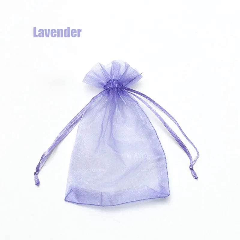 RE 100Pcs 22 Colors 7X9 9X12Cm 10X15 13X18Cm Wedding Christmas Gift Drawable Organza Bags Jewelry Packaging Display & Pouches 13