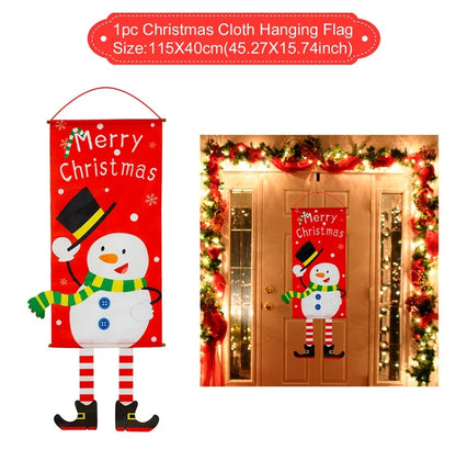 Christmas Door Banner Porch Sign Christmas Decoration for Home Christmas Pendant Merry Christmas Ornaments 2022 Navidad