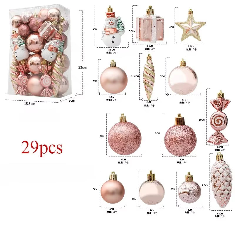 29/40/50Pcs Silver Red Special-Shaped Christmas Ball Ornaments Christmas Tree Party Decoration Christmas Spheres Pendant New