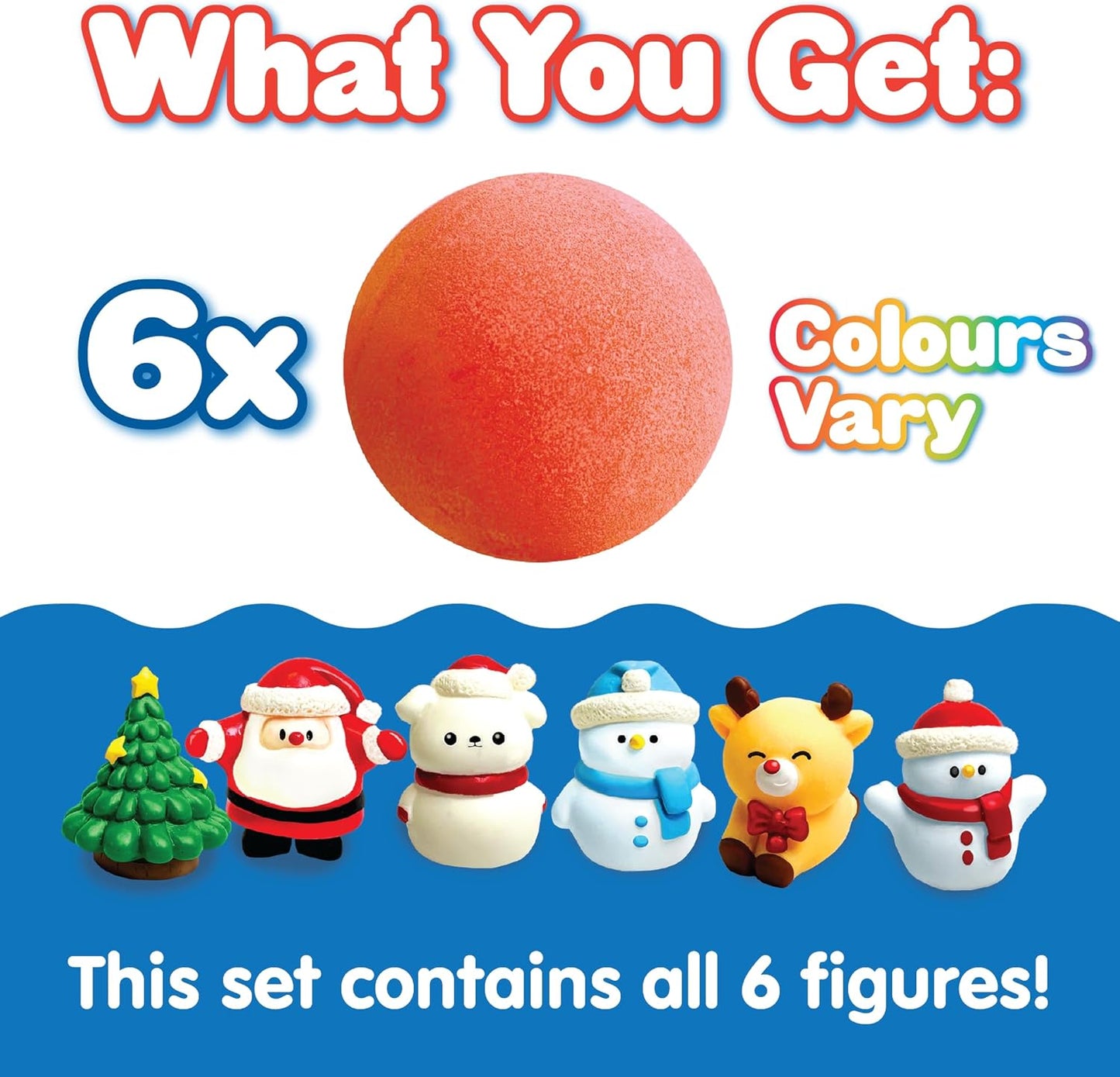 ZIMPLI - 6 X Large Santa Surprise Bath Bombs, 6 X Christmas Surprise Toys, Xmas Baff Bomb Gift Set for Children, Presents Aged 3 and Up