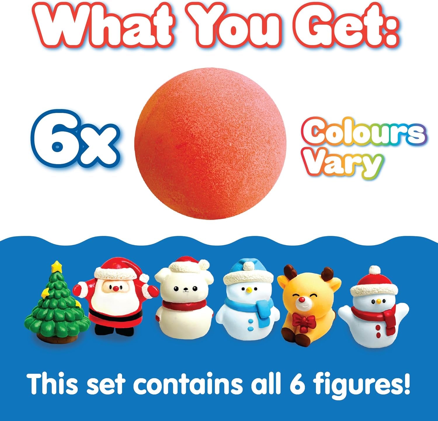 ZIMPLI - 6 X Large Santa Surprise Bath Bombs, 6 X Christmas Surprise Toys, Xmas Baff Bomb Gift Set for Children, Presents Aged 3 and Up