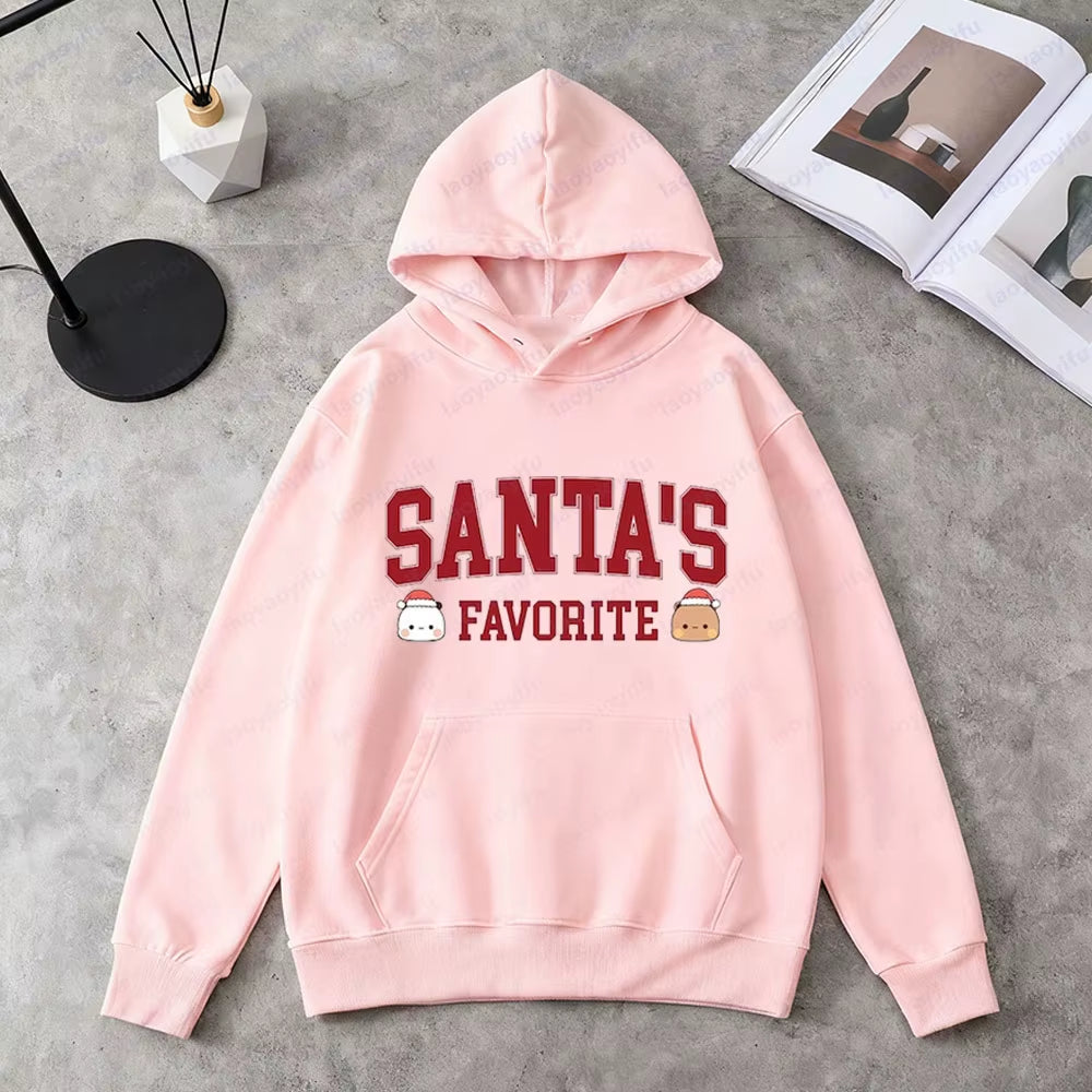 Santa’S Favorite Bubu Dudu Sweatshirt Cute Christmas Hoodies Holiday Gift for Her Winter Outfit Women Men Casual Fashion Apparel
