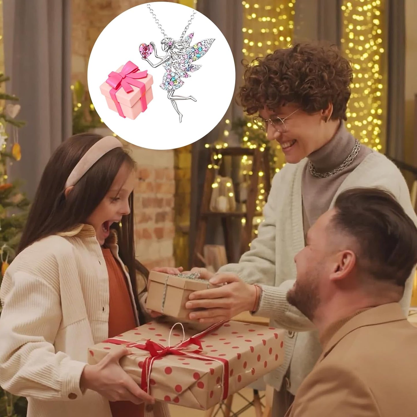 Elves Necklace for Girls Womens Crystal Pendant Necklaces Gifts Jewelry Birthday Christmas Gifts for 13 16 18 Year Old Women Girls Daughter Granddaughter Niece Birthday