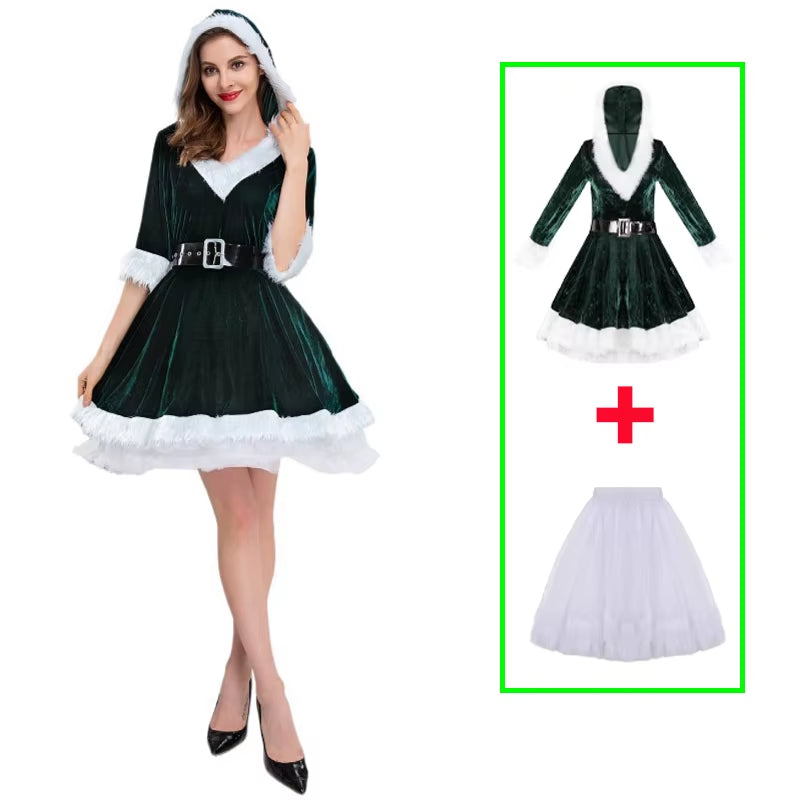 Fashion Miss Claus Dress Santa Claus Cosplay Suit Women Christmas Carnival Party Costumes Xmas New Year Sexy Performance Outfits
