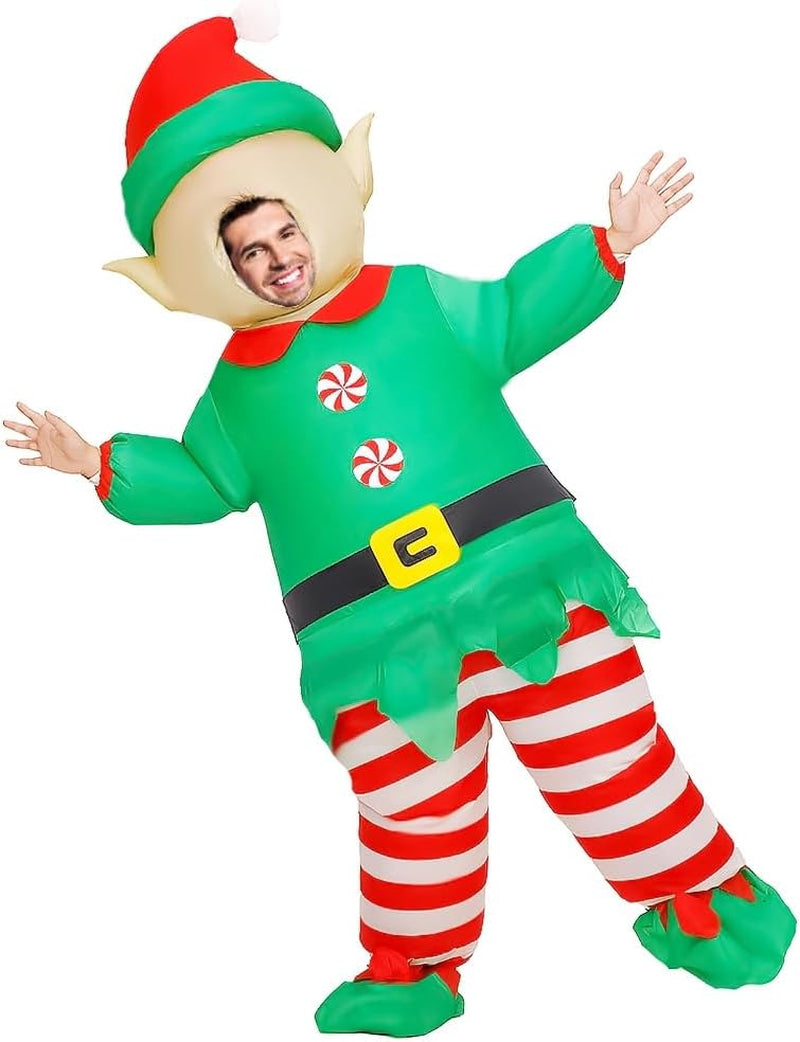 Inflatable Christmas Costume for Adult Blow up Santa Claus Elf Snowman Ginger Bread Man Costum Xmas Funny Fancy Dress