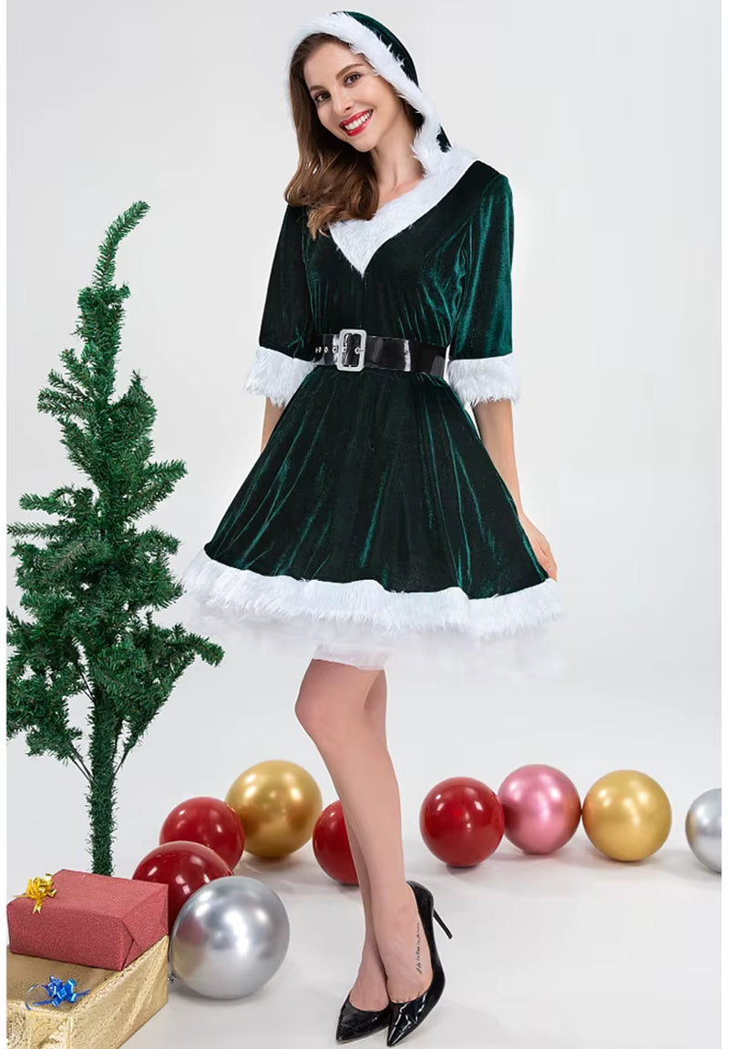 Fashion Miss Claus Dress Santa Claus Cosplay Suit Women Christmas Carnival Party Costumes Xmas New Year Sexy Performance Outfits