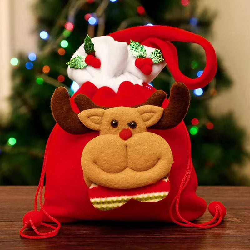 Christmas Gift Tote Bag for Adults and Kids Apple Treat Bag Festive Holiday Party Favor Bag Decorative Christmas Gift Wrapping