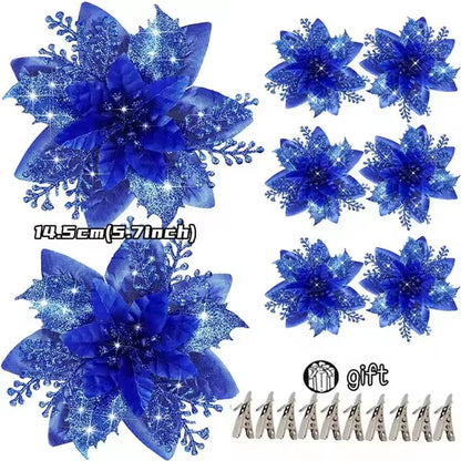 100-1Pcs 14.5Cm Artificial Christmas Flowers Christmas Tree Decorations Happy New Year Decorations Christmas Fake Flowers