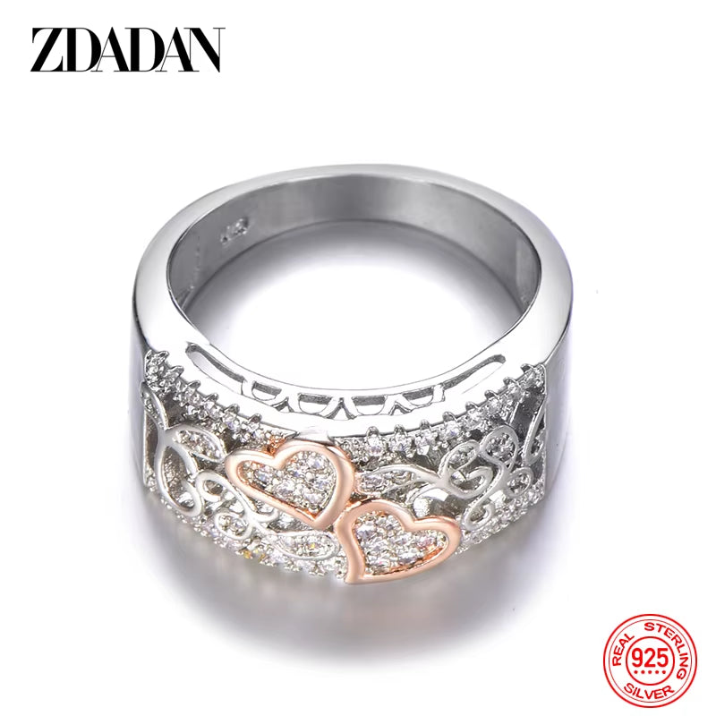 925 Sterling Silver Heart CZ Rings for Women Fashion Wedding Jewelry