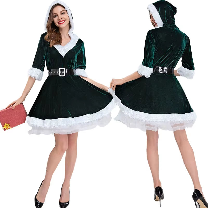 Fashion Miss Claus Dress Santa Claus Cosplay Suit Women Christmas Carnival Party Costumes Xmas New Year Sexy Performance Outfits