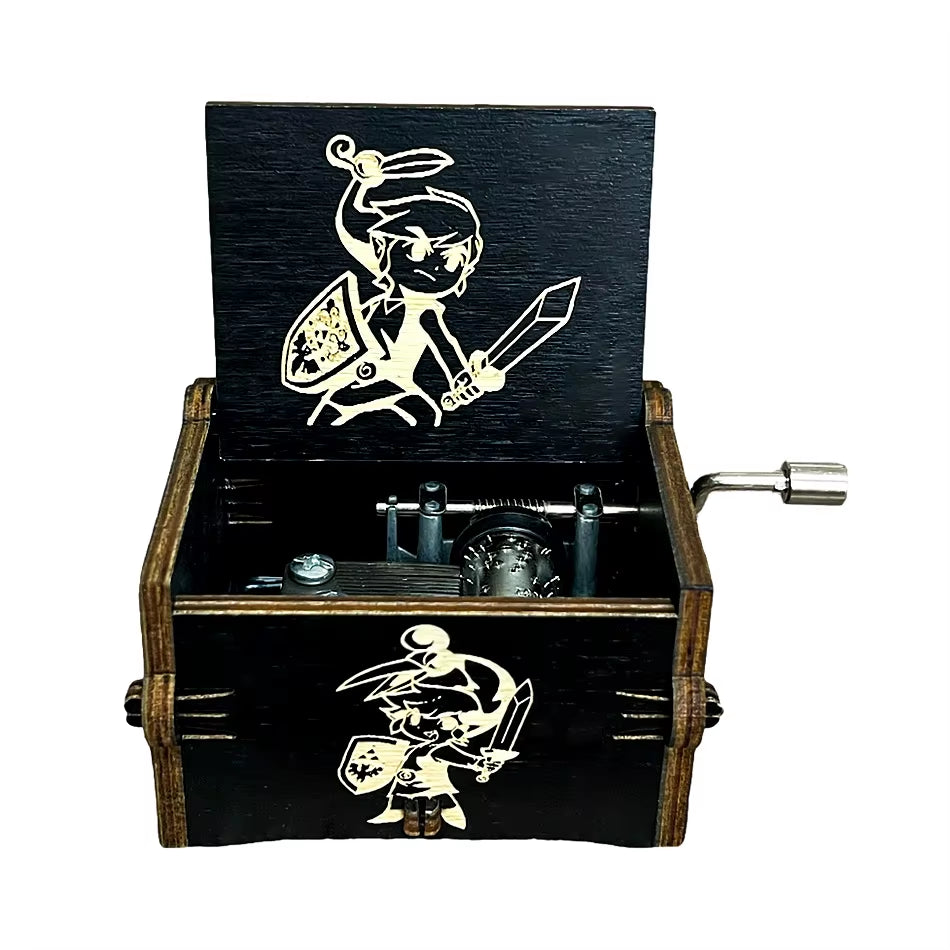 HOT Merry Christmas Music Box Wooden Antique Carved Hand Cranked Classic Theme Music for Birthday Party Gifts Family Decoration