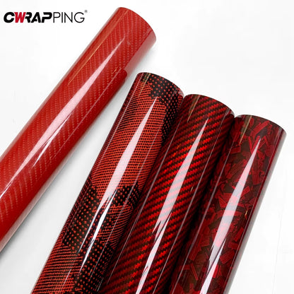 Red Series Car Sticker Vinyl Wrap for Motorcycle Vinyls High Glossy PET Adhesive Vinyl Carbon Fiber Christmas Car Wrapping Film