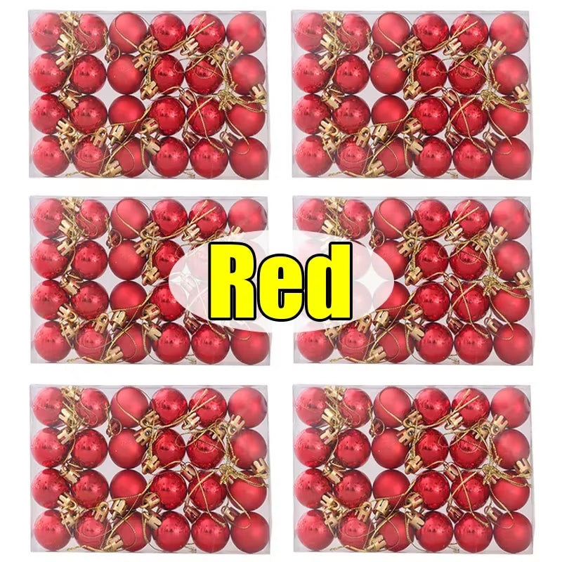 144/24Pcs Mini Electroplated Christmas Balls Set Xmas Tree Pendant Christmas Ball Hanging Ornament for New Year Party Home Decor