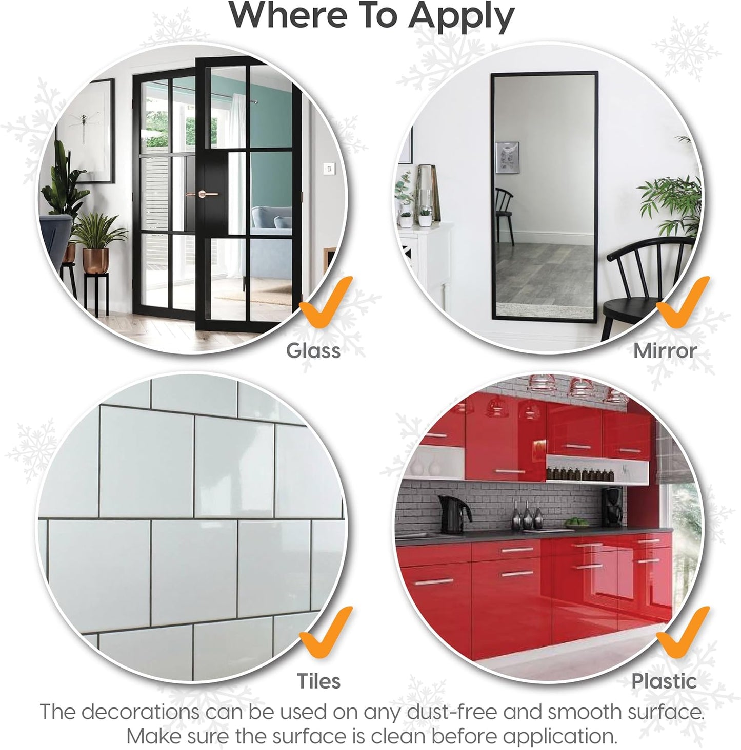 Christmas Snowflake Window Stickers over 300Pcs Silver Glitter Design - Removable and Reusable Christmas Window Clings Decoration - Ideal for Xmas Display and Decor