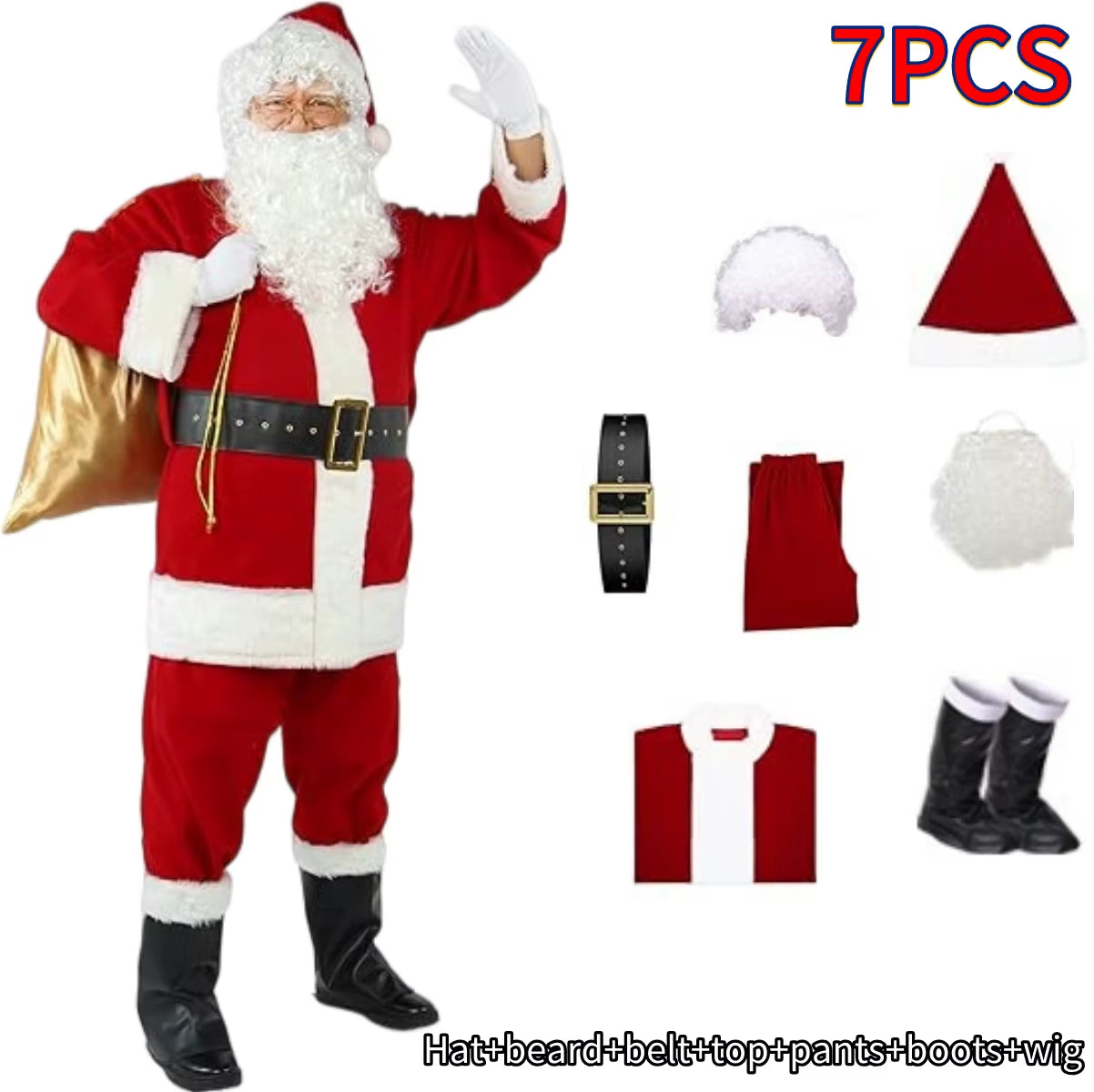 Santa Claus Gold Velvet Set Christmas Warm Clothing Men'S Christmas Clothing Adult Character Cosplay Costume