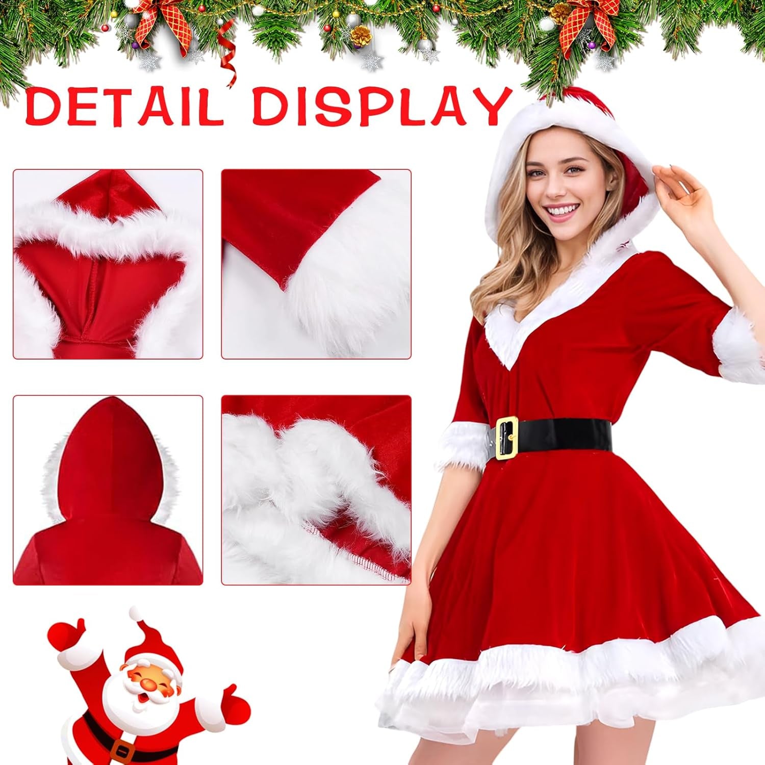 Women Santa Costume Women’S Mrs Santa Claus Costum Dress Mrs Claus Outfit for Ladies