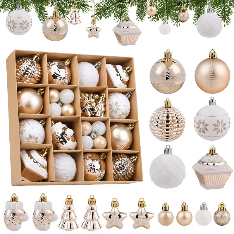 42PCS 6CM Christmas Ball Champagne Xmas Tree Hanging Pendant Ornaments 2025 Christmas Home Decoration 2026 New Year Party Gifts