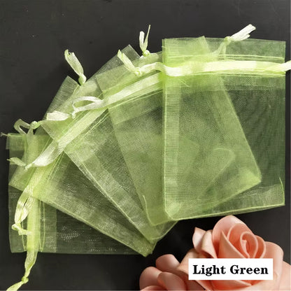 50Pcs Tulle Bags Organza Sheer Gauze Element Jewelry Bags Packing Drawable Organza Bags Wedding Christmas Organza Gift Bag 5Z