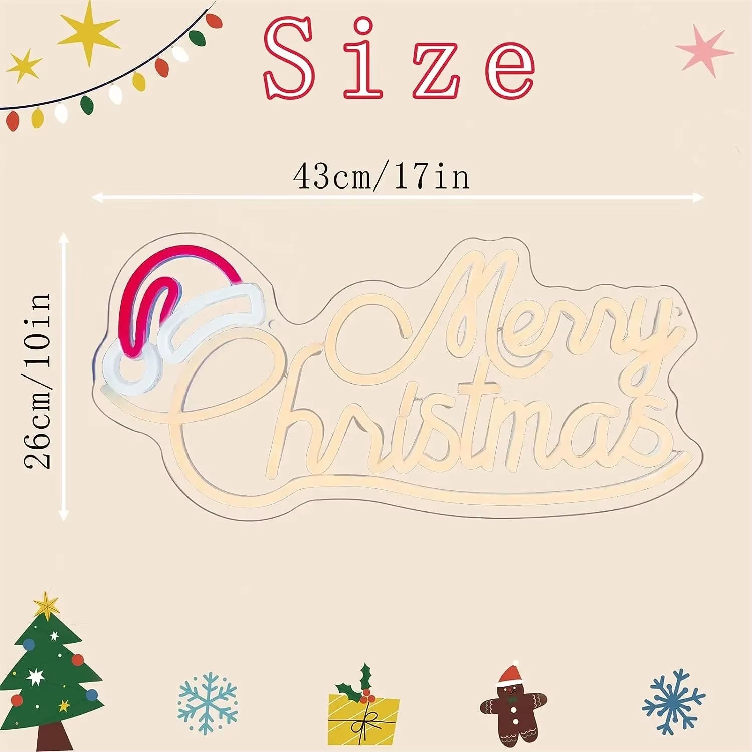 Merry Christmas Neon Sign LED Neon Light for Christmas Festival Christmas Neon Sign Neon Decor Merry Xmas Neon Sign Decor