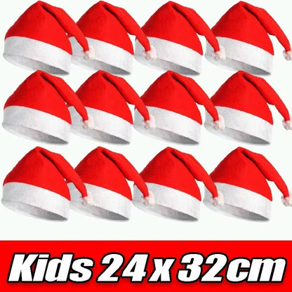 50/1PCS Adults Kids Christmas Hats Non-Woven Fabric Santa Claus Xmas Hats Cap Merry Christmas New Year Party Festival Decor Gift